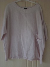 Pink Italian 100% Linen One Size Tunic Blouse by Dreams. 3/4 Sleeve & pocket.