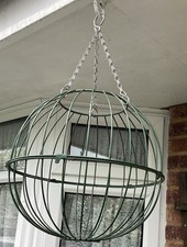 Sphere Plastic Wire Coated Hanging Flower Basket With Chain 41 Inch Diameter