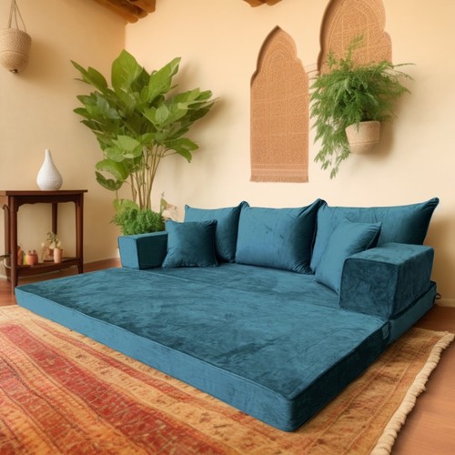 Handmade green velvet sofa set - green,