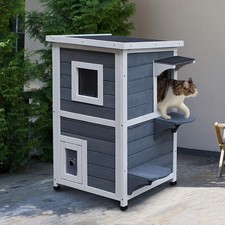 Outdoor Wooden 2-Floor Cat