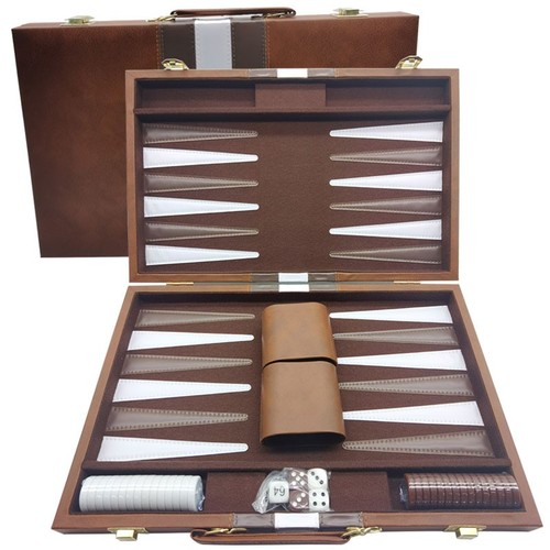 Folding backgammon set leather - backgammon,
