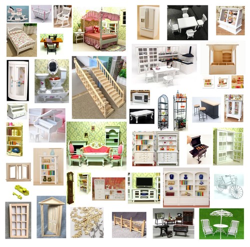 Lot doll house bedroom kitchen - doll,
