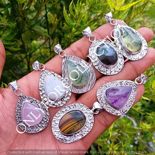 Prehnite mix gemstone - prehnite, 925