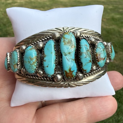 Huge vintage turquoise cuff - turquoise,