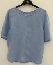 M&S Pure Linen Blue Pinstripe