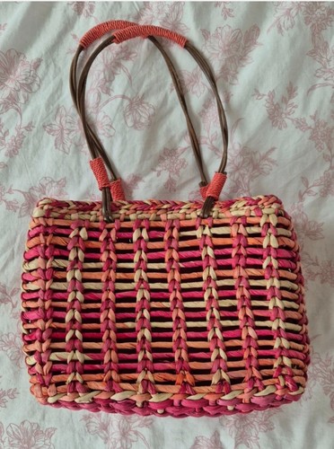 Pink and orange woven - , straw