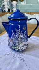 Blue Enamel Coffee Pot With