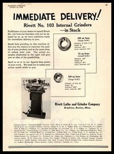 1922 Rivett Lathe No. 103 Internal Grinders Brighton Boston MA Vintage Print Ad