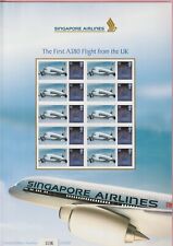 G.B Stamp smilers sheet, Singapore Airlines, First A380 flight from the UK, 2007