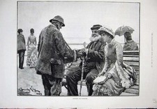 Original Old Antique Print