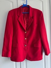 Vintage Burberrys Red Blazer Brass Buttons Made in England 100% Wool Size 16