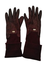 Salvatore Ferragamo Women's Gloves S Brown Leather with Cashmere Glove
