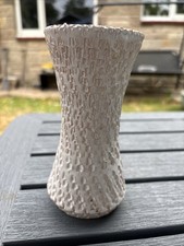 White Textured Clay Vase 14cm Tall 7cm Diameter Unbranded