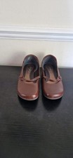 FOOTGLOVE BROWN CROSS STRAP WIDE FIT LADIES LEATHER FLAT SHOES (UK 4, EU 37)