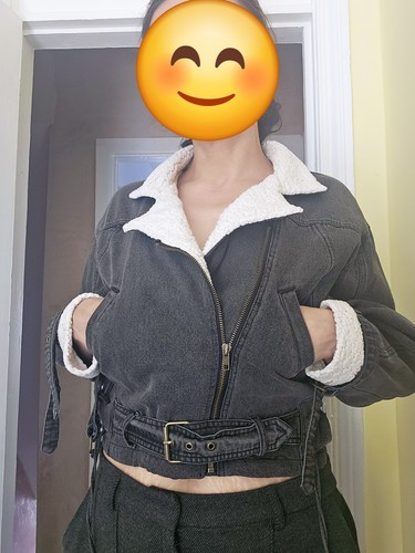 Zara black denim biker jacket - zara,