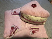 Primark Girl’s Pink Strawberry Shortcake Large Cushion +  Blanket + Free Throw 