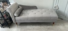 Grey velvet small sofa chaise - velvet,