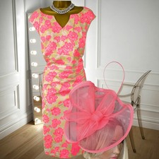 Libra Size 16 Brocade Dress & Coral Hatinator Mother of the Bride Outfit BNWOT