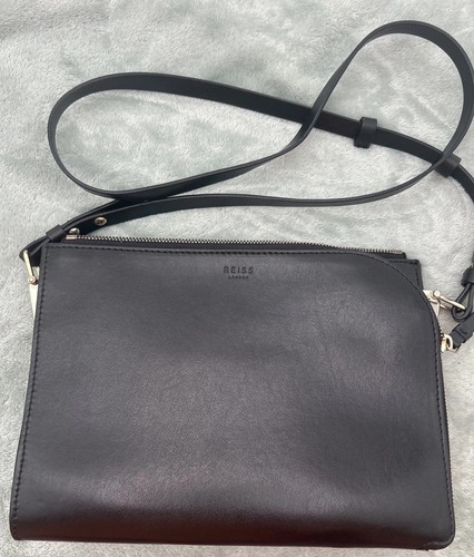 Reiss black leather hand bag - reiss,
