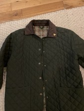 John Partridge Women’s Khaki Polyester Tartan Lined Quilted Jacket Size Medium