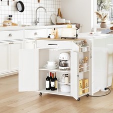 Kitchen Island on Wheels Rolling Kitchen Island Storage Trolley 66 x 38 x 89 cm