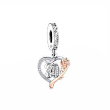 30 Years 30th Birthday Anniversary Rose Love Heart Charm Sterling 925 Silver