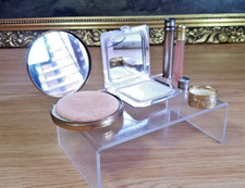 Vintage Margaret Rose Compact Silver Plated Compact Pill Box and Scent Bottle