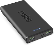 SBS 10,000mAh 10K Power Bank Battery Charger X2 USB-A Port Black for Air Cabin
