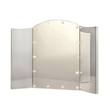 TRIFold Vanity Folding LED Bulb Lighted Makeup Mirror Foldable Tabletop White