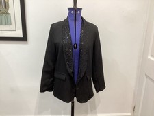 Made in Italy new black jacket blazer size M fits 12 14 sequin collar sparkly