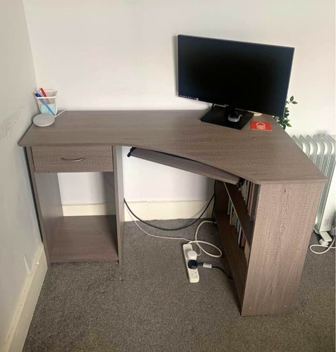 Grey corner computer desk - corner,