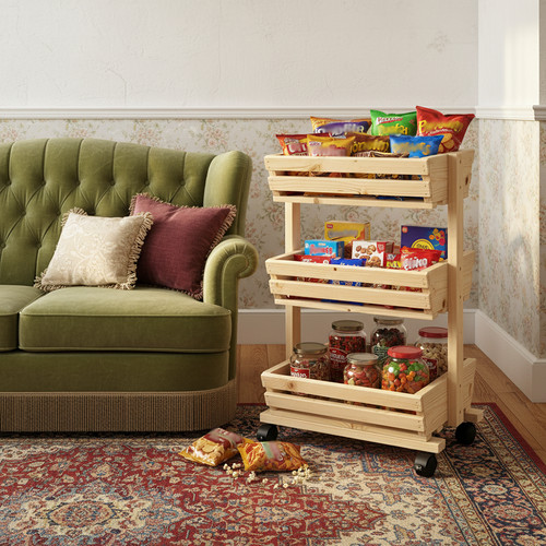 Tier wooden fruit vegetable - 3-tier,
