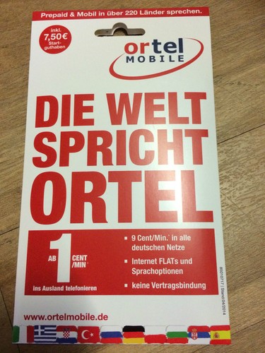 German ortel sim card with - german,
