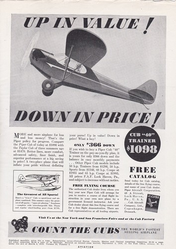 1939 piper cub aircraft - piper, ad