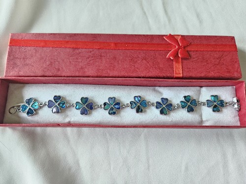 Silver tone blue green abalone - silver,