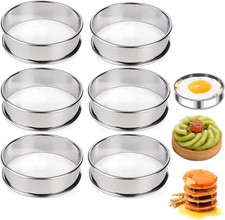 2-6pcs Crumpet Rings Baking Ring Pastry Rings Muffin Cooking Rings for Baking