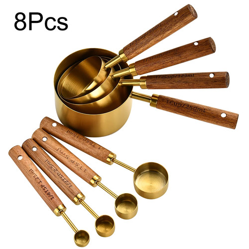 Wooden handle gold stainless - handle,