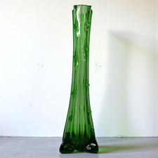 Vintage green glass long - green,
