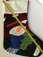Vintage Christmas Stocking Fabric Felt Velvet Sequins Snowman From USA FREEPOST