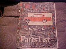 FORD CONSUL CLASSIC 315 SERIES ORIGINAL 1961 FACTORY PARTS LIST CATALOGUE