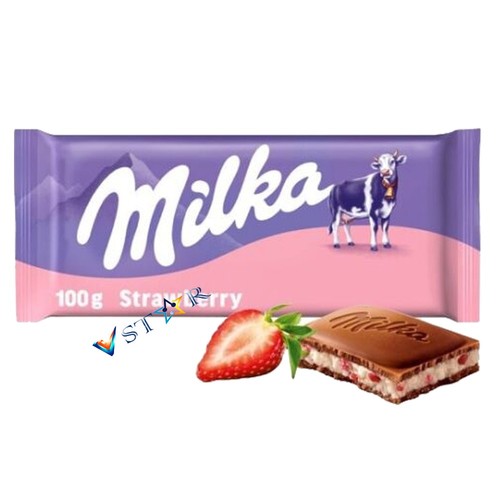 Milka strawberry chocolate bar - milka,