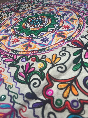 Embroidered mandala wall - embroidered,