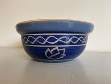 9.5 Inch Circular Shallow Ceramic Planter, Blue Glaze, 4.5 Inches Deep