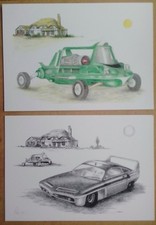 JOE 90 MAC'S JET AIR CAR SAM pencil drawing prints gerry anderson inspired 