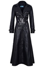 Ladies Black Leather Trench