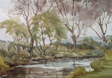 Original Watercolour, 'River Landscape', Gwen Rayner,  c1970's