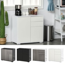 High Gloss Push-Open Side Cabinet with 2 Drawer, 2 Door Cabinet for Home Office