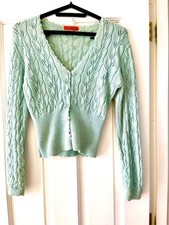 Marilyn Moore pale blue fitted alpaca and merino wool cardigan 8-10