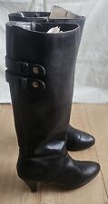 BROWN LEATHER MID HEEL BOOTS