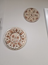 Pair of Vintage Decorative Copper Plates Wall Art Turkish Etched Carved Design